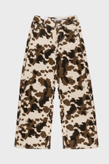 Cow Print Rhinestone Wide-Leg Jeans