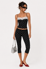 Polka Dot Lace Trim Cami Top