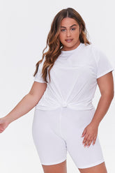 Plus Size Basic Cotton Biker Shorts