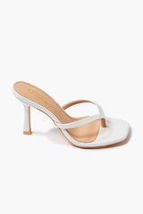 Faux Leather Thong Heels