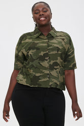 Plus Size Camo Print Shirt