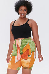 Plus Size Geo Print Biker Shorts