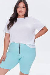 Plus Size Pull-Ring Biker Shorts
