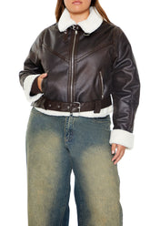 Plus Size Faux Leather Moto Jacket