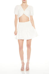 Puff-Sleeve Crop Top & Skirt Set