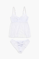 Plus Size Mesh Lingerie Cami & Panty Set