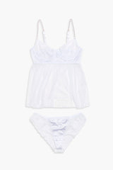 Plus Size Mesh Lingerie Cami & Panty Set