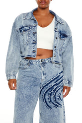 Plus Size Heart Mineral Wash Jacket