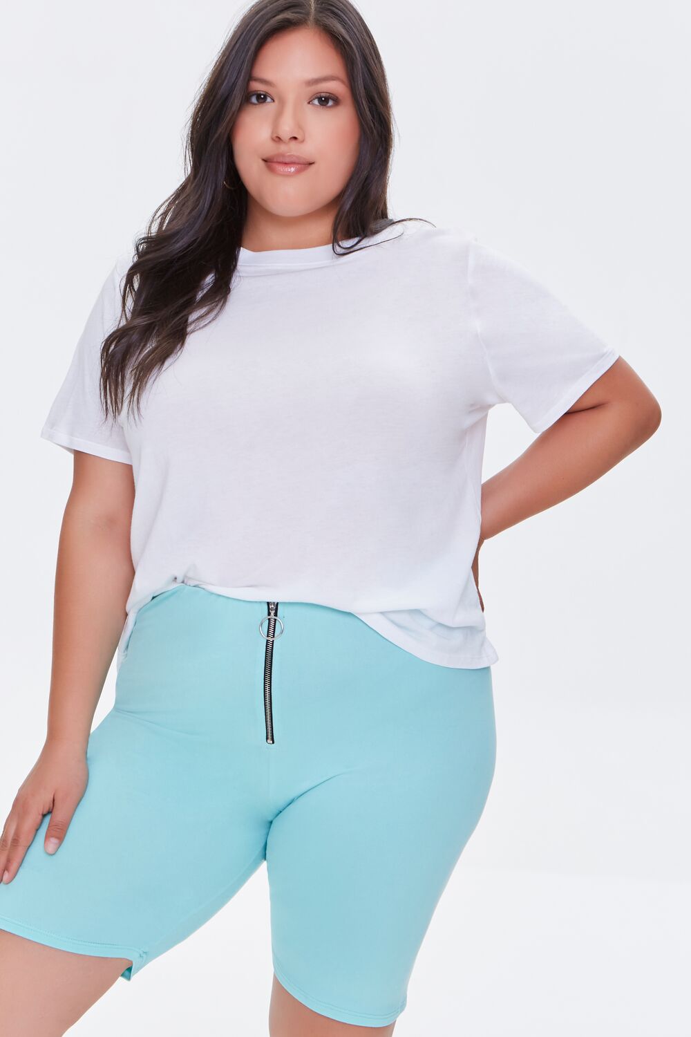 Plus Size Pull-Ring Biker Shorts