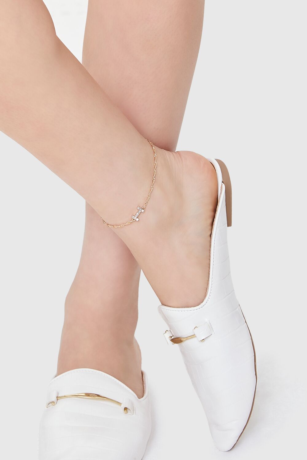 Rhinestone Initial Charm Anklet