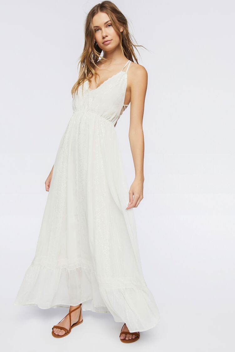 Crisscross Lace-Trim Maxi Dress