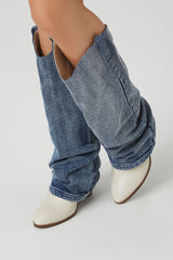 Denim & Faux Leather Boots