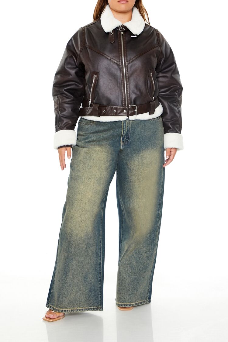 Plus Size Faux Leather Moto Jacket