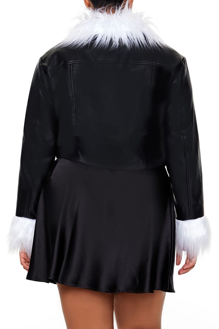 Plus Size Faux Fur-Trim Shacket