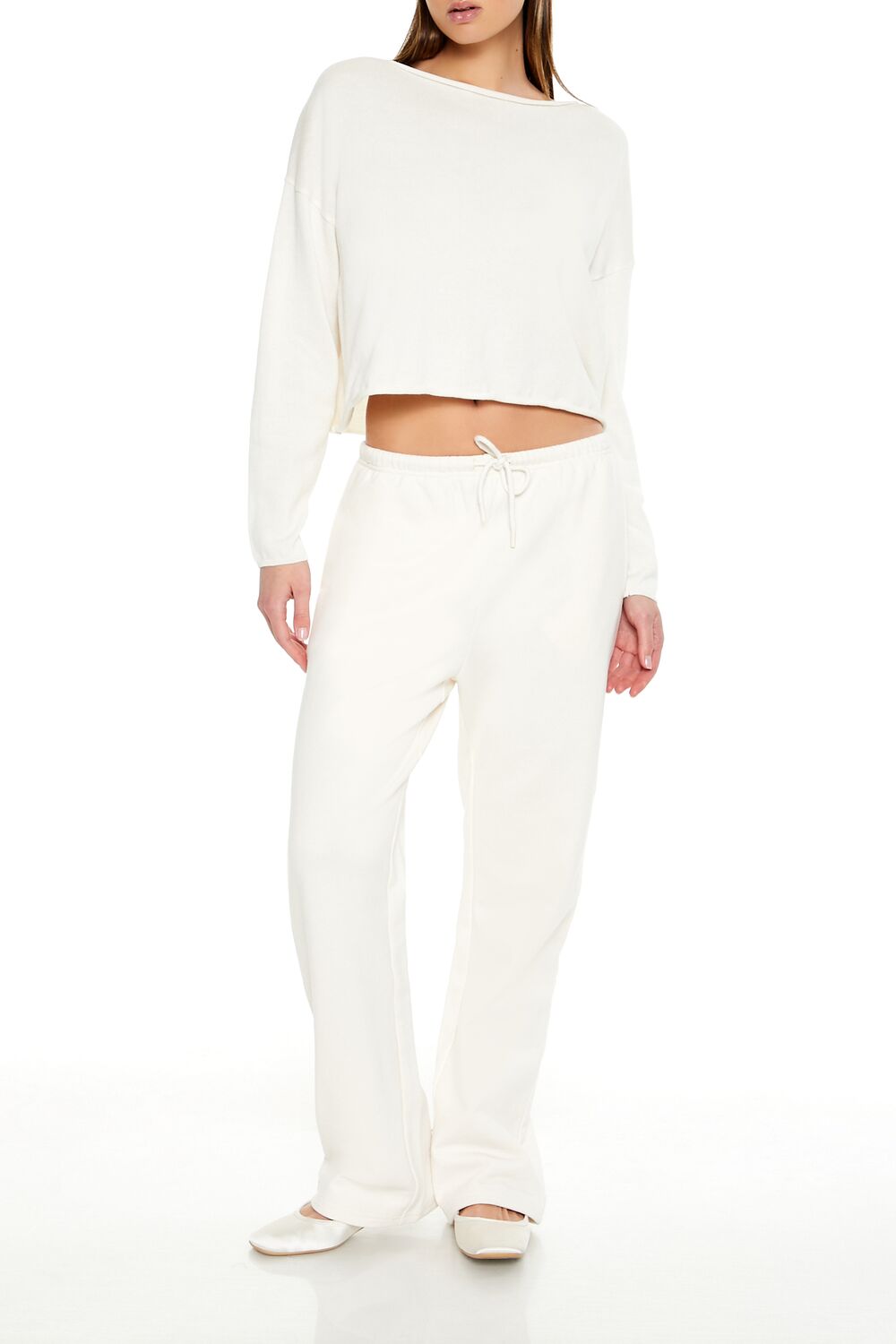 Drop-Sleeve Cropped Sweater